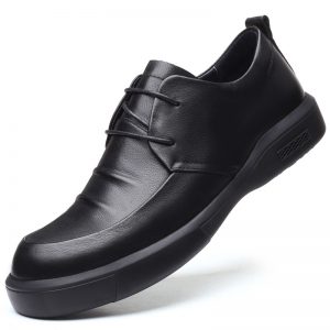 Hard wearing  black Classic Soft Leather business indoor outdoor knit casual shoes for men